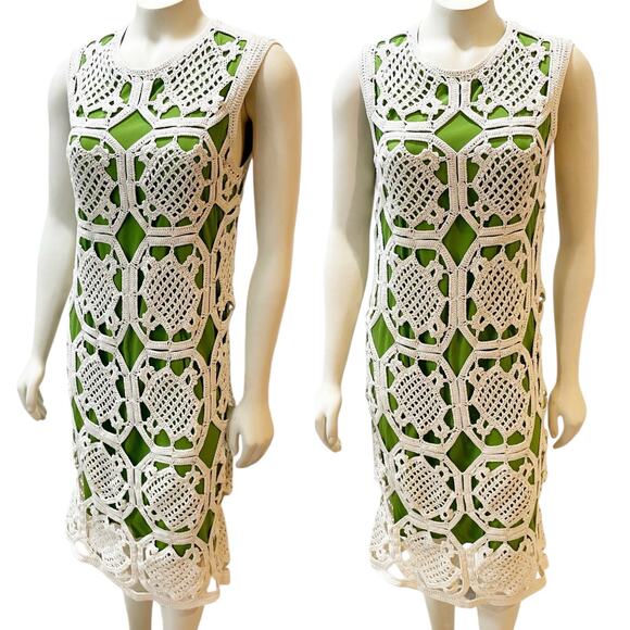 Tory Burch Lexi Crochet Dress Runway Green RARE Size S $550 - Picture 1 of 16